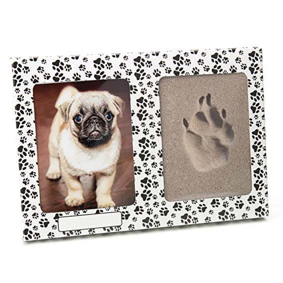pet imprint Pfotenabdruck 3D Set Formschaum grau Hund_ Katze Bilderrahmen aus Kartonage mit Pfötchen